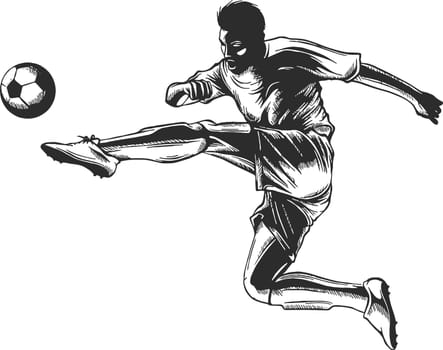 Soccer player kicking ball. illustration