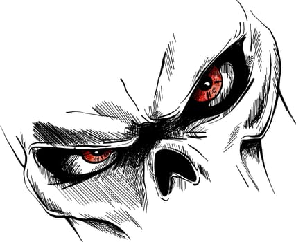 Skull with Cartoon Vector Image