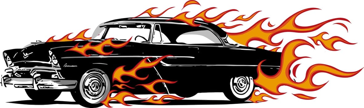 Car muscle old 70s vector illustration