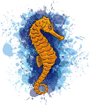 vector Watercolor seahorse in the white background