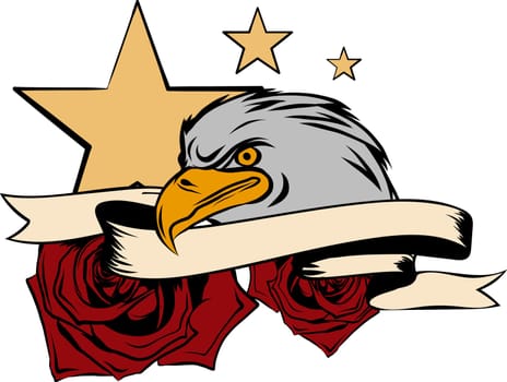 Eagle and rose graphic design vector