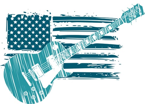 An Electric Guitar with American Flag