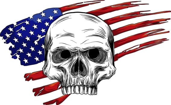 Skull and flag usa. Vector illustration