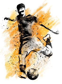 Soccer player kicking ball. illustration