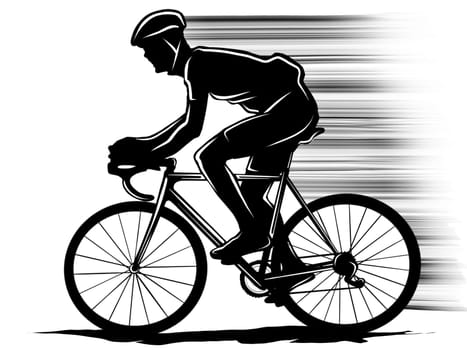 Silhouette of a cyclist male.  illustration