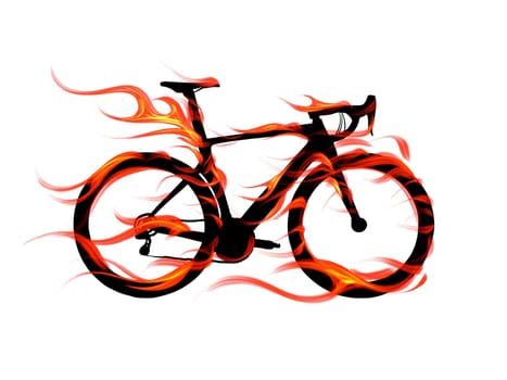 illustration bicycle with Flame Silhouette