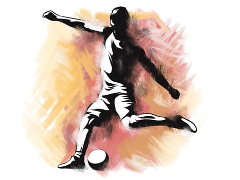 Soccer player kicking ball. illustration