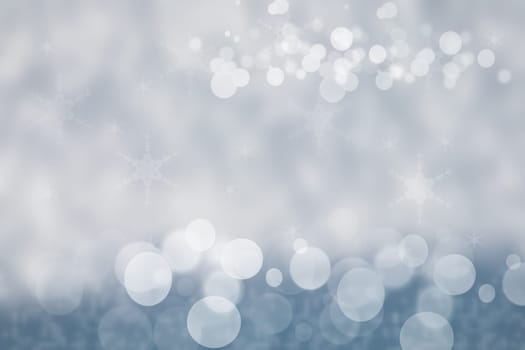 Festive blue silver bright abstract Bokeh with colorful circles. Template for your product display montage. Beautiful texture.