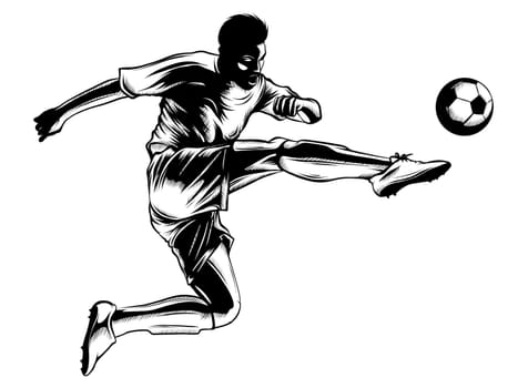 Soccer player kicking ball. illustration