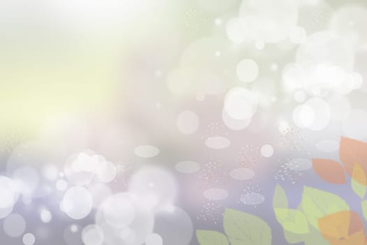 Autumn background. Abstract festive autumn gradient white green bright background texture with leaves. Indian summer. Space.