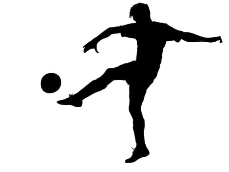 Soccer player kicking ball. illustration