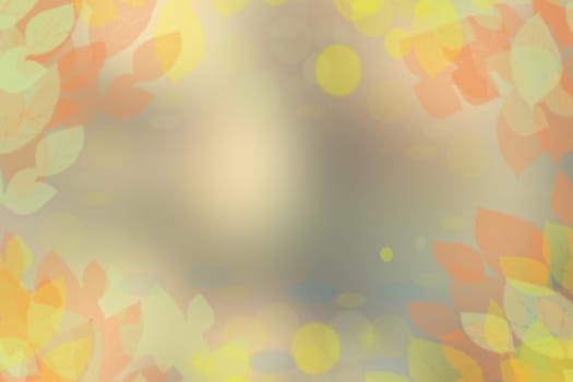 Autumn background. Abstract festive autumn gradient golden pink bright background texture with leaves. Indian summer. Space.