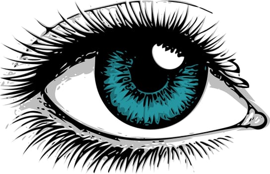 Beautiful blue woman eye. Vector illustration