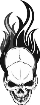 Skull on Fire with Flames Vector