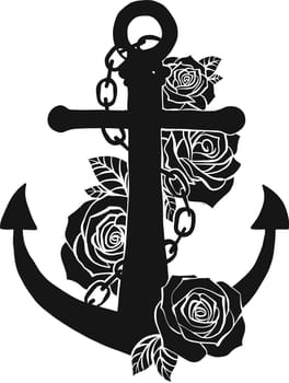 Laser cut wood nautical element. Nautical wood designs. Silhouette. Anchor nautical decorations isolated on white background.