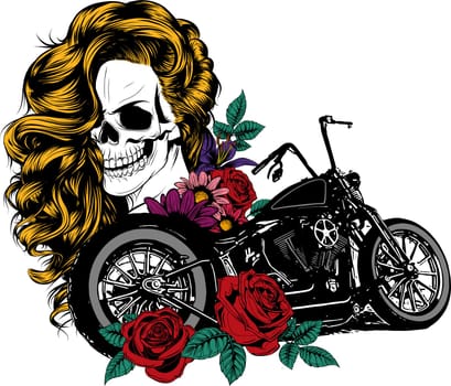 Girl with skeleton make up hand drawn vector sketch. Santa muerte woman witch portrait stock illustration Day of the dead face art