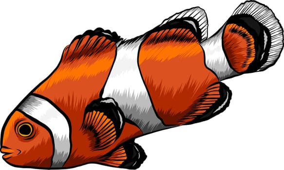 Set of marine tropical fish. Vector illustration. Watercolor background. Angelfish