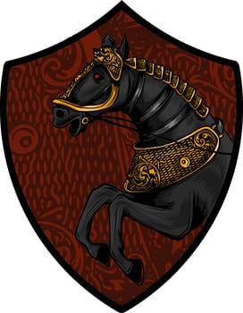 Silhouette of the running horse illustration