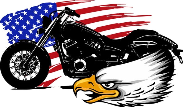 vector a motorcycle with the head eagle and american flag