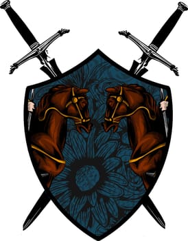 Silhouette of the running horse illustration