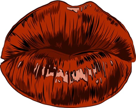 woman cartoon mounth with red lips