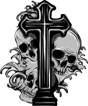 Gothic coat of arms with skull and Rosary, grunge vintage design t shirts