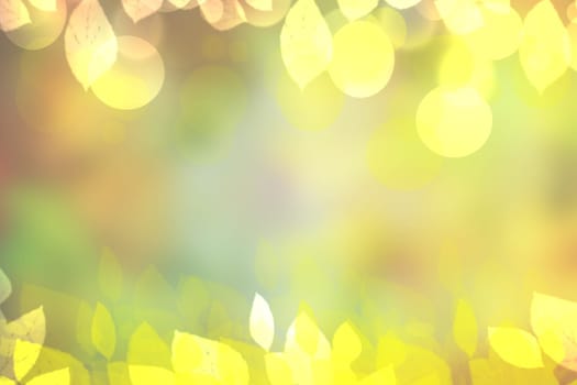 Autumn background. Abstract festive autumn gradient golden pastel bright background texture with leaves. Indian summer. Space.