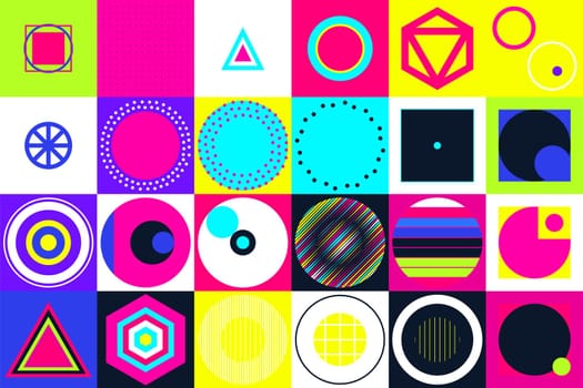 Geometric figures collection. Universal Vector colorful individual minimalistic forms designed to help you create fresh concepts. For Animation Logo Books Posters Stickers Web Patterns T-shirt etc