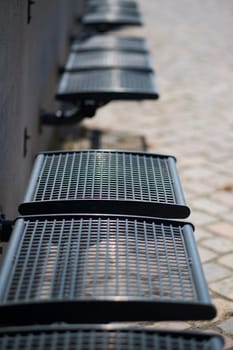 Row of seats in a detailed shot with soft bokeh