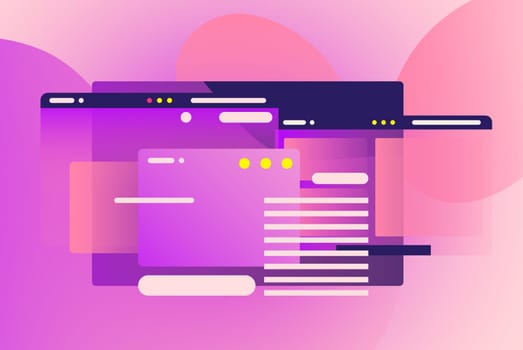 Web pages design composition. Creative smart network background. Gradient geometric forms in light pastel colors. Perfect illustration for startup, social media, advertising, marketing, management
