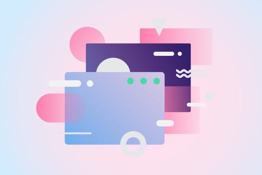 Web pages design composition. Creative smart network background. Gradient geometric forms in light pastel colors. Perfect illustration for startup, social media, advertising, marketing, management