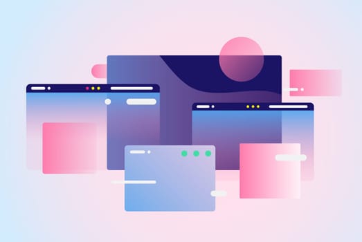 Web pages design composition. Creative smart network background. Gradient geometric forms in light pastel colors. Perfect illustration for startup, social media, advertising, marketing, management