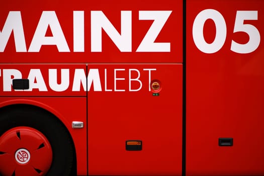 Mainz, Germany - November 4, 2018: The team bus of 1. FSV Mainz at a home game of the Junior National League Southwest on November 04, 2018 in Mainz...