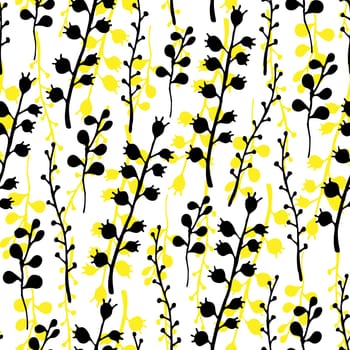 Floral seamless pattern. Vector nature bright background. Flourish wallpaper with plants Inflorescences