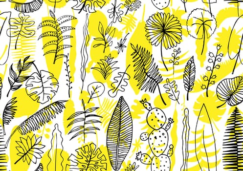 Floral seamless pattern. Vector nature bright background. Flourish wallpaper with plants Inflorescences