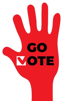 Go vote. Social motivational poster template. Up hand vector flat illustration concept. Election campaign Flyer Leaflet Social ad background