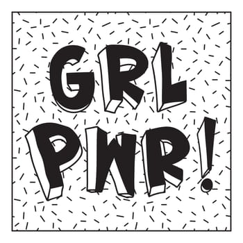 GRL PWR short quote. Girl Power simple cute illustration for print, bag, clothing. Perfect to stick on laptop, phone, wall everywhere. Modern feminist slogan, the latest tattoo trend