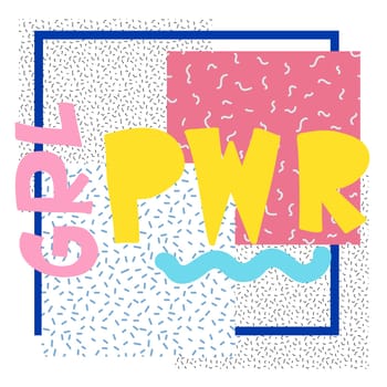 GRL PWR short quote. Girl Power simple cute illustration for print, bag, clothing. Perfect to stick on laptop, phone, wall everywhere. Modern feminist slogan, the latest tattoo trend
