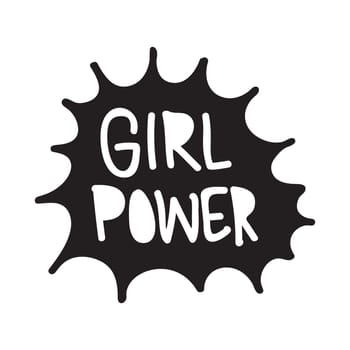 GRL PWR short quote. Girl Power cute hand drawing illustration for print, brochure, greeting card, bag, clothing. To stick on laptop, phone, wall. Modern motivational text, feminist tattoo trend
