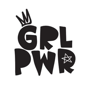 GRL PWR short quote. Girl Power simple cute illustration for print, bag, clothing. Perfect to stick on laptop, phone, wall everywhere. Modern feminist slogan, the latest tattoo trend