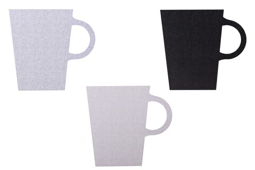 Coffee cup background isolated. Collage set of  printed coffee cup on plastic isolated on a white background. Top view.