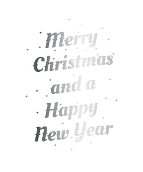 Merry Christmas and a Happy New Year hand drawn lettering inscription with abstract curls, dots for winter holiday design, calligraphy vector illustration