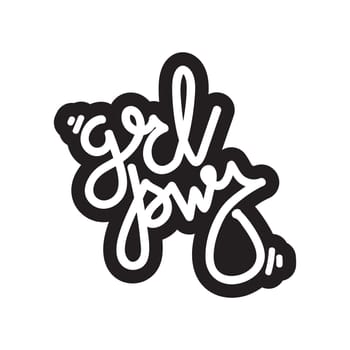 GRL PWR short quote. Girl Power cute hand drawing illustration for print, brochure, greeting card, bag, clothing. To stick on laptop, phone, wall. Modern motivational text, feminist tattoo trend
