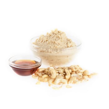 Vegan sweet cashew cream dessert topping with Ingredients.