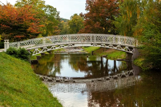 pedestrian overpass in autumn in germany