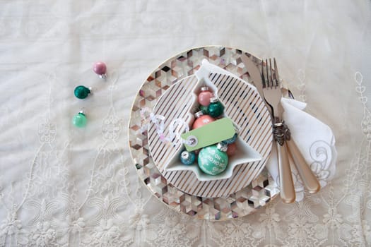 Festive table sitting with decorations for the holiday season