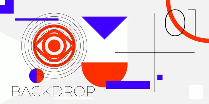 Minimal geometric web banner design. Vector template with shapes elements. Bauhaus, modern, hipster style