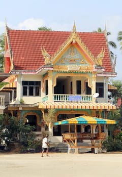 Buddhist temple is photographed a close up