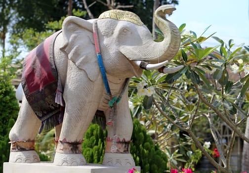 Beautiful Thai elephant statue photographed close up