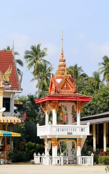 Buddhist temple is photographed a close up